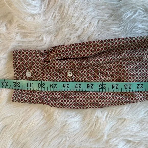 Nautica Classic Fit Shirt Size Large Mens Button Down Pocket Long Red Tan Print - Picture 8 of 8